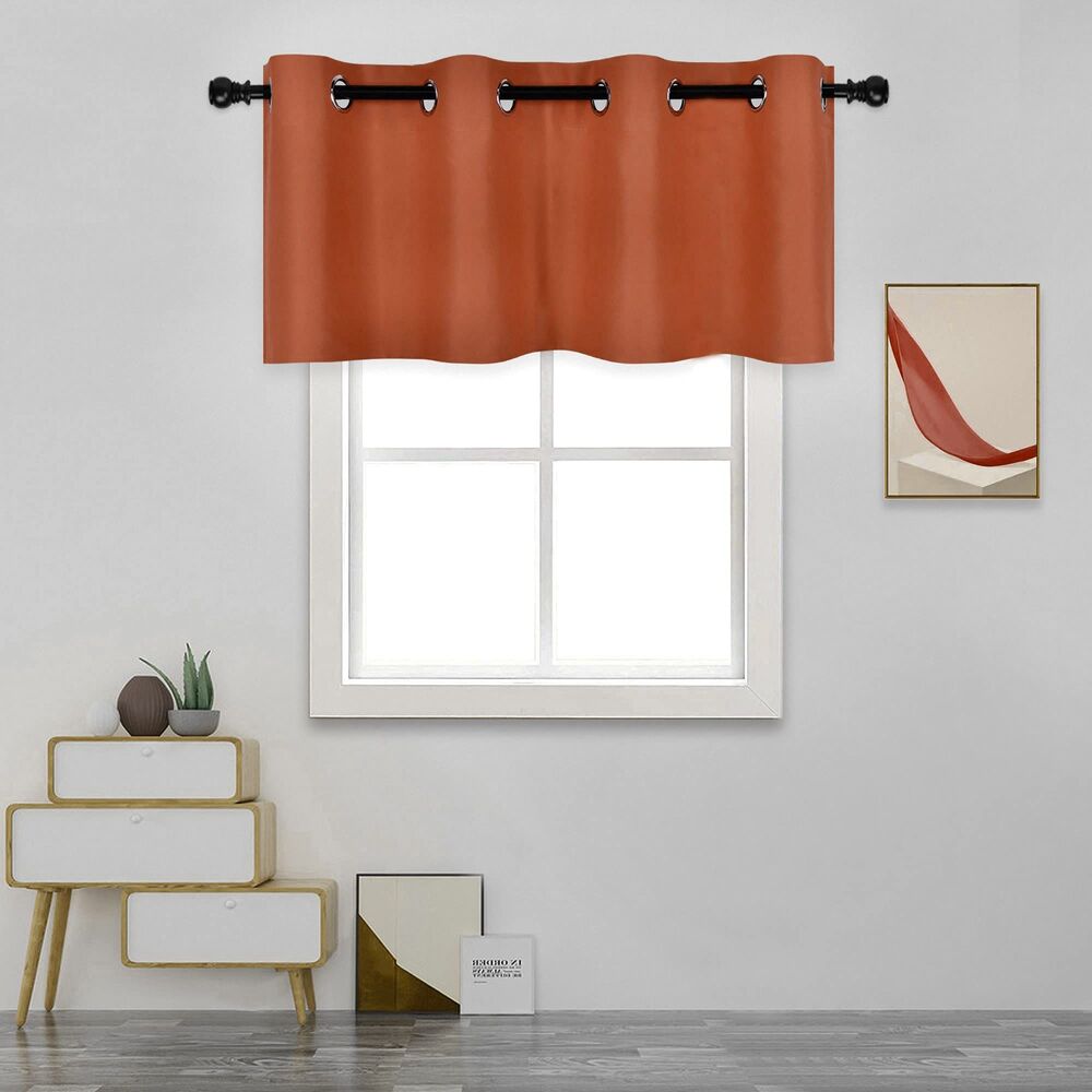 52X18 Inches, Rust Valance Curtain, Grommet Top (Rust Burnt Orange)